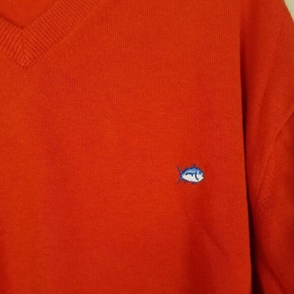 Southern Tide Orange Vneck Men's Sweater Large - Picture 3 of 7